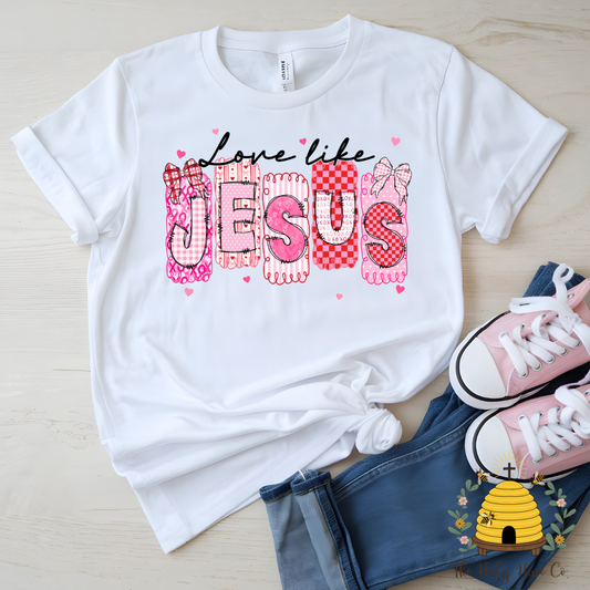 Love Like Jesus Patchwork Kids Graphic Shirt