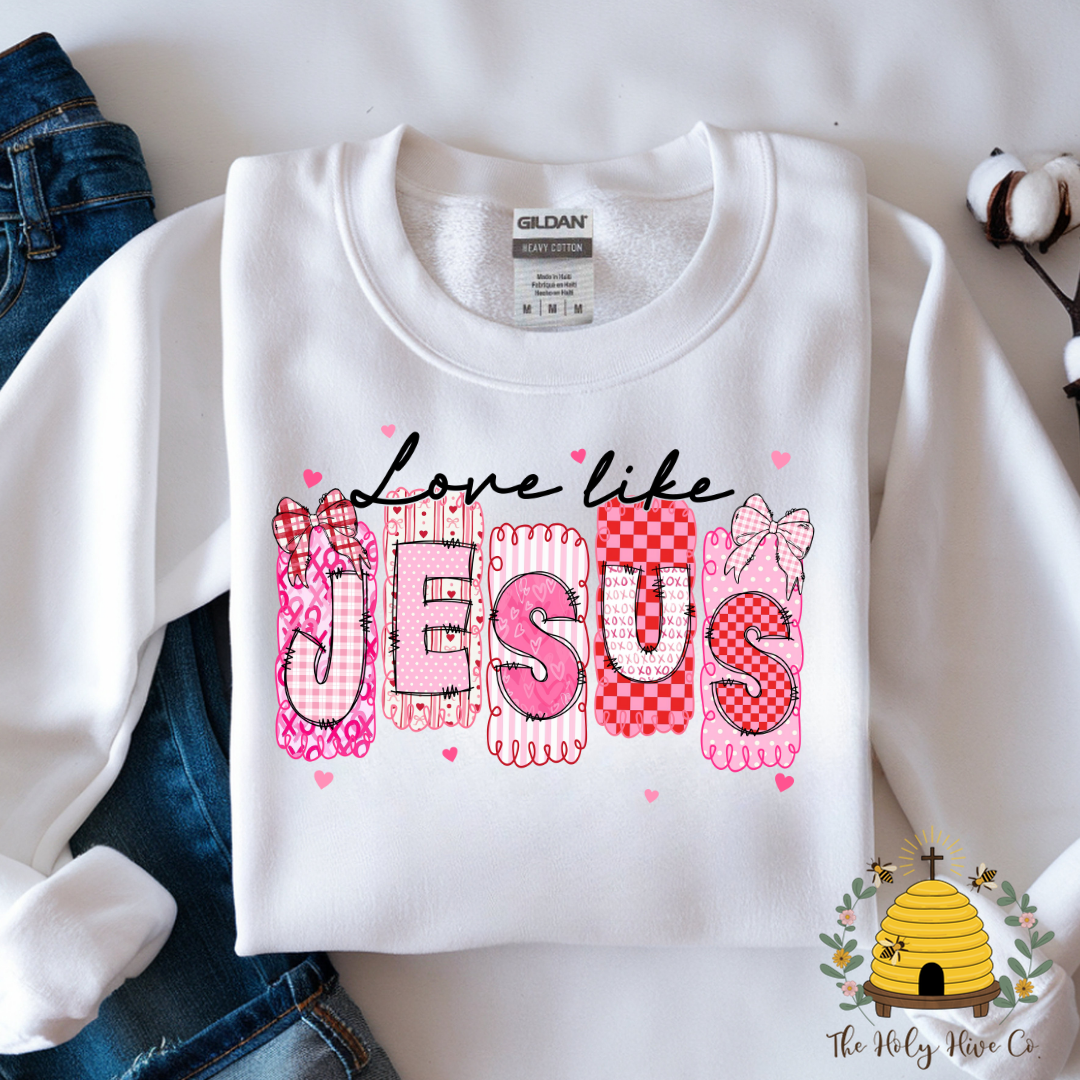 Love Like Jesus Patchwork Adult Graphic Shirt