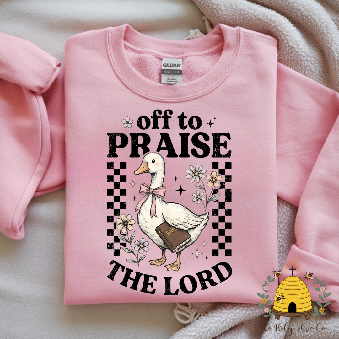 Off To Praise The Lord Duck Adult Graphic Shirt
