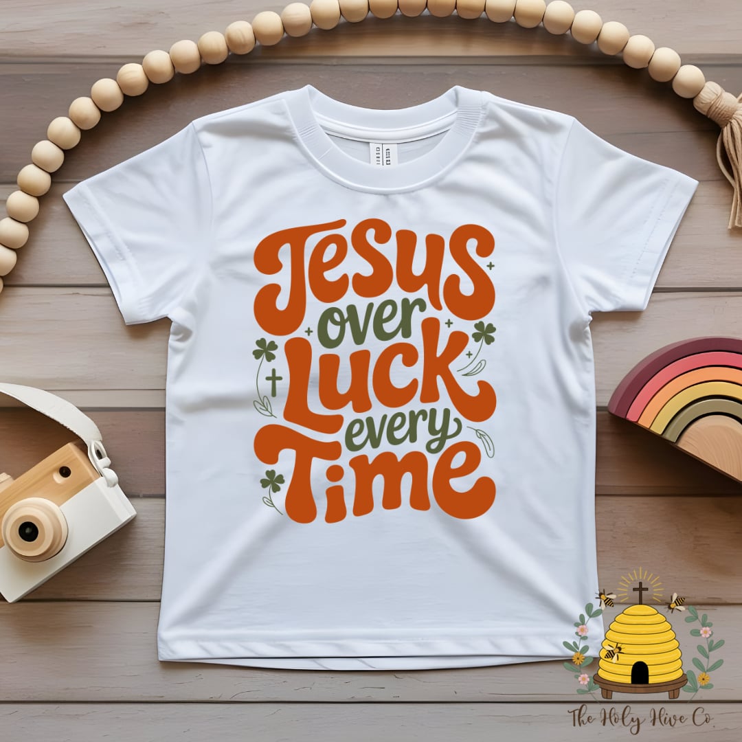 Jesus Over Luck Kids Graphic Shirt