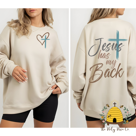 Jesus Has My Back Double Sided Adult Graphic Shirt