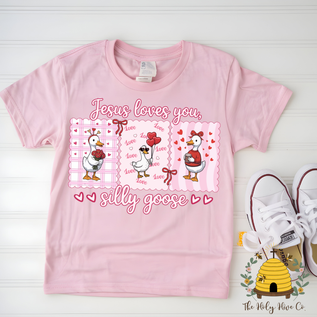 Valentines Silly Goose Kids Graphic Shirt