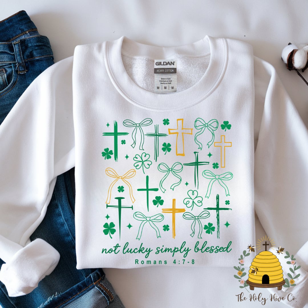 Not Lucky Simply Blessed Bows Adult Graphic Shirt