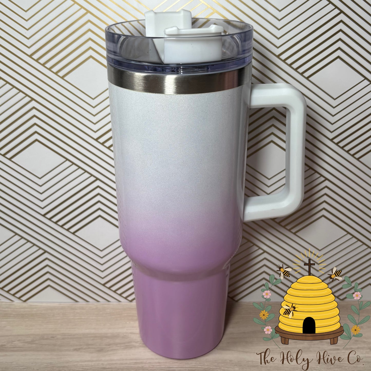 40oz Tumbler & 9 Stickers Bundle - Purple Ombre