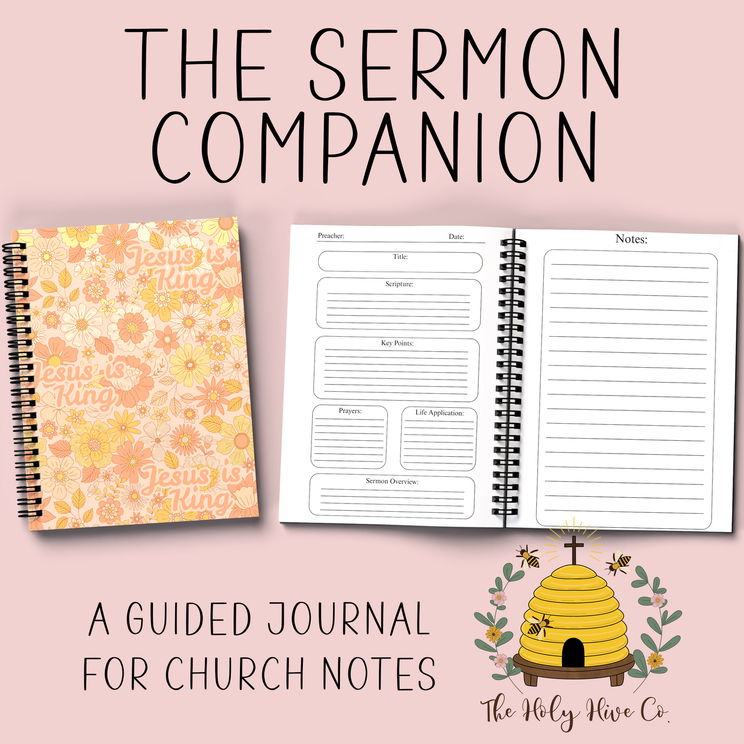 The Sermon Companion Church Notebook - Jesus Is King Florals