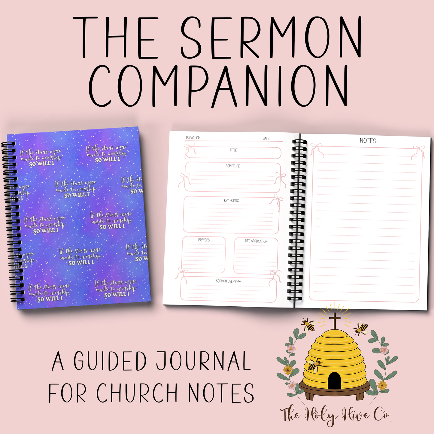 The Sermon Companion Church Notebook - Made To Worship Purple