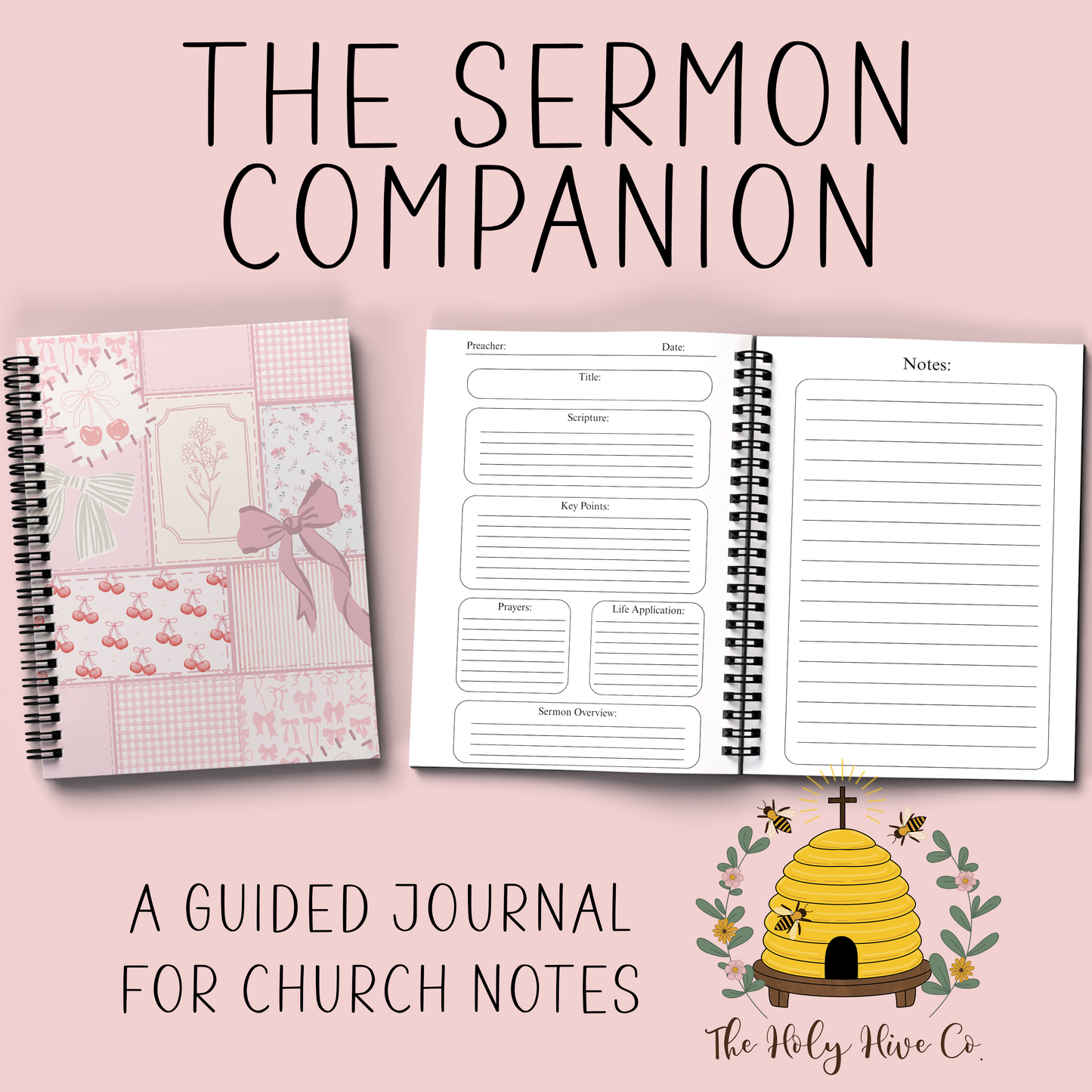 The Sermon Companion Church Notebook - Pink Patchwork