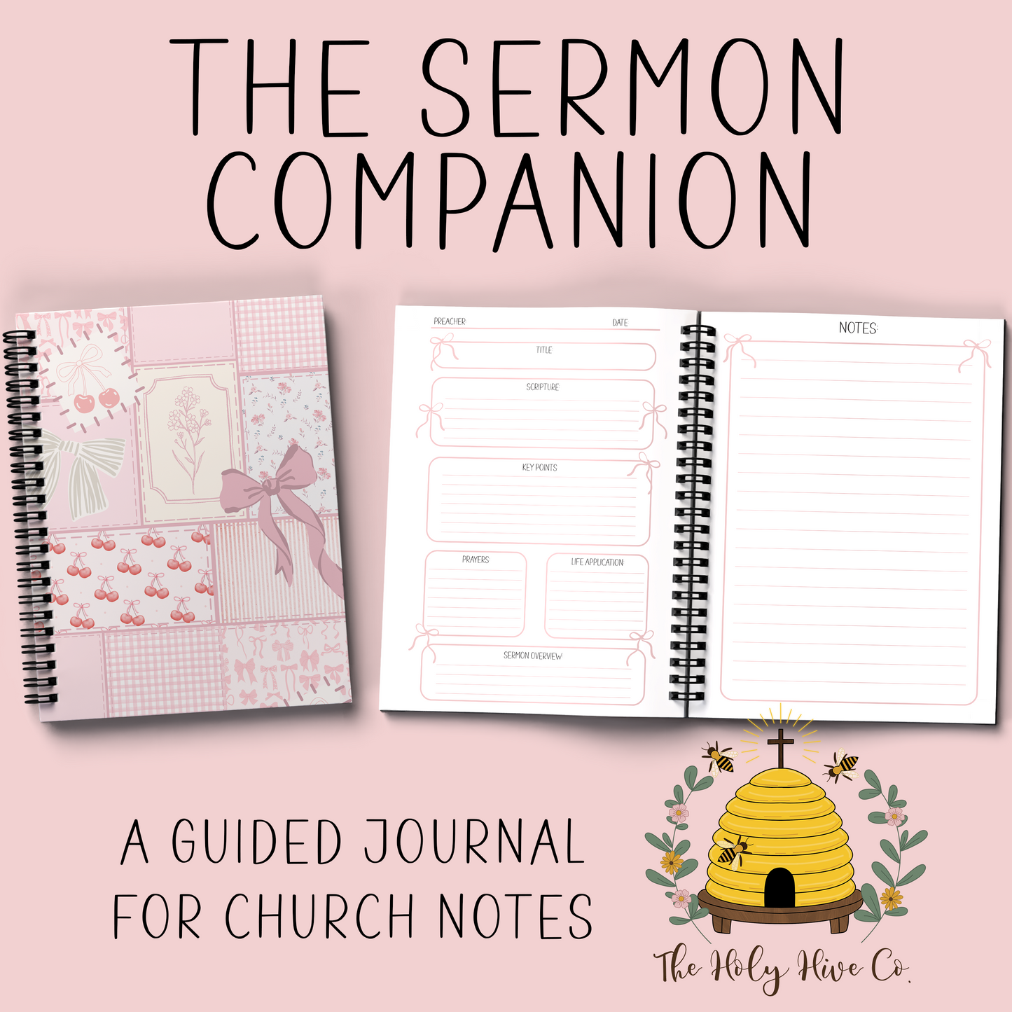 The Sermon Companion Church Notebook - Pink Patchwork