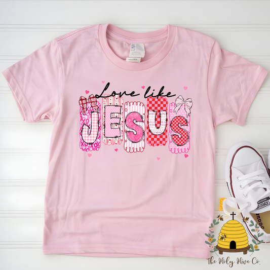 Love Like Jesus Patchwork Kids Graphic Shirt
