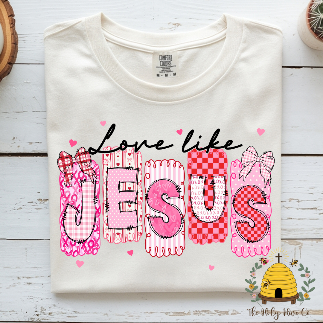 Love Like Jesus Patchwork Adult Graphic Shirt