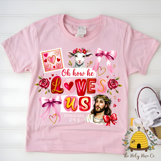 Oh How He Loves Us Kids Graphic Shirt