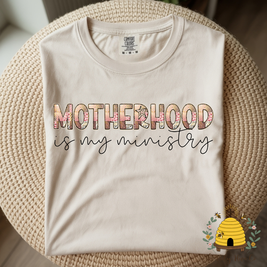 Motherhood is My Ministry Patchwork Adult Graphic Shirt