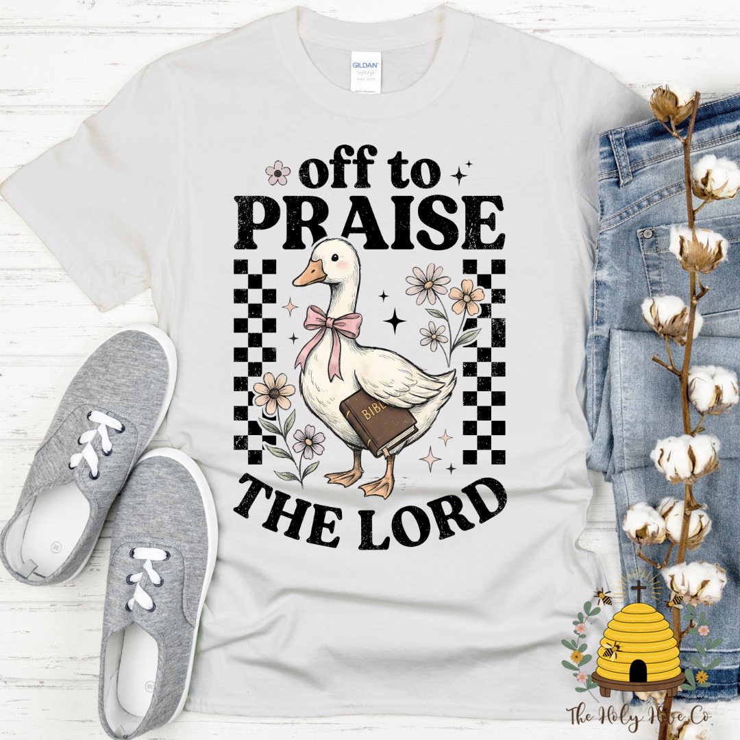 Off To Praise The Lord Duck Adult Graphic Shirt