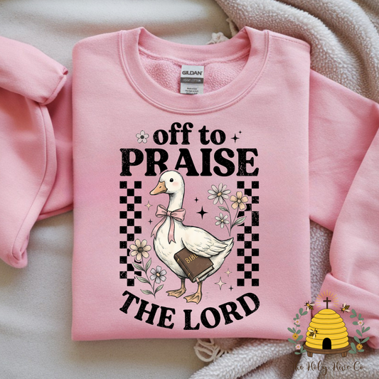 Off To Praise The Lord Duck Adult Graphic Shirt