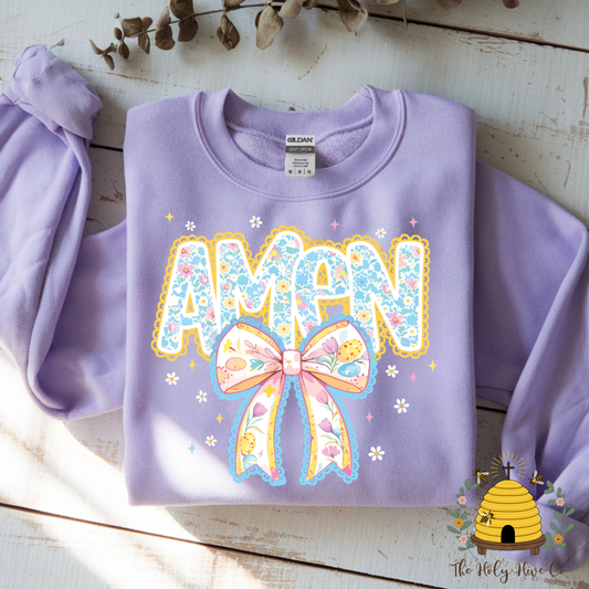 Amen Lace Bow Adult Graphic Shirt