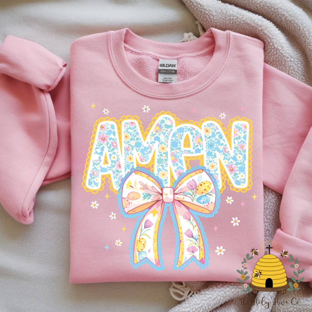 Amen Lace Bow Adult Graphic Shirt
