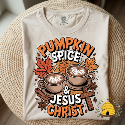 Pumpkin Spice and Jesus Christ Adult Graphic Shirt
