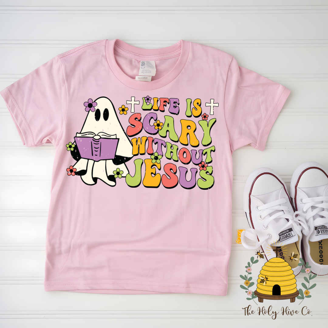 Life is Scary Without Jesus Kids Graphic Shirt