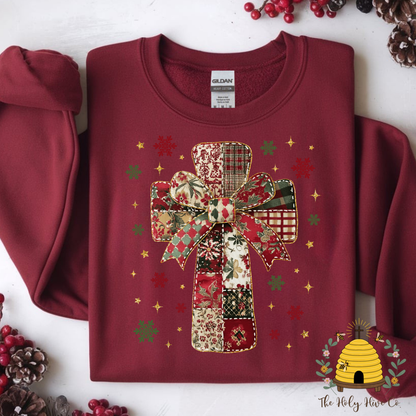 Patchwork Christmas Cross Adult Graphic Shirt