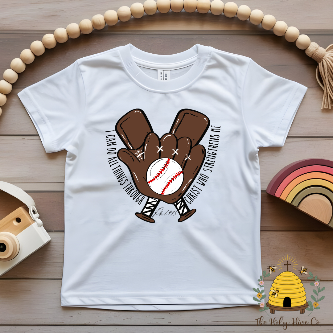 Baseball I Can Do All Things Kids Graphic Shirt
