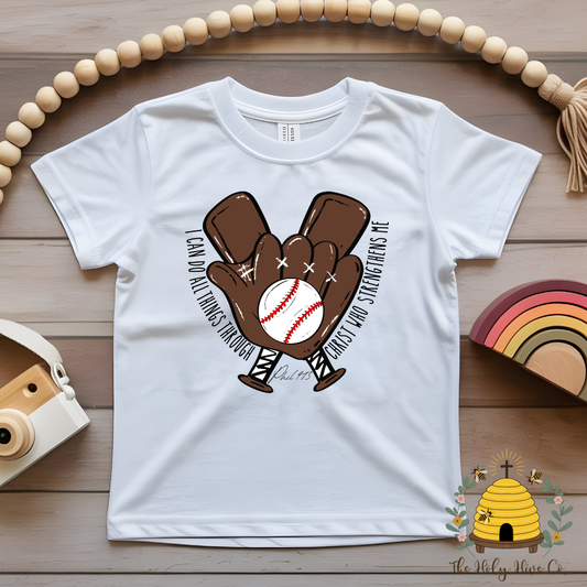 Baseball I Can Do All Things Kids Graphic Shirt