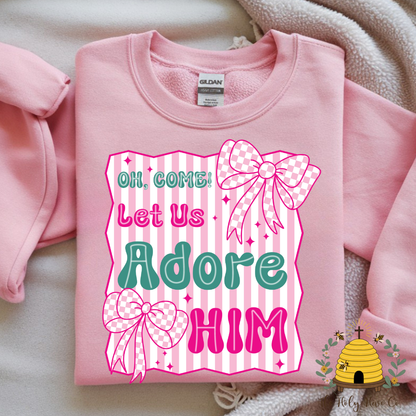 Oh Come Let Us Adore Him Adult Graphic Shirt