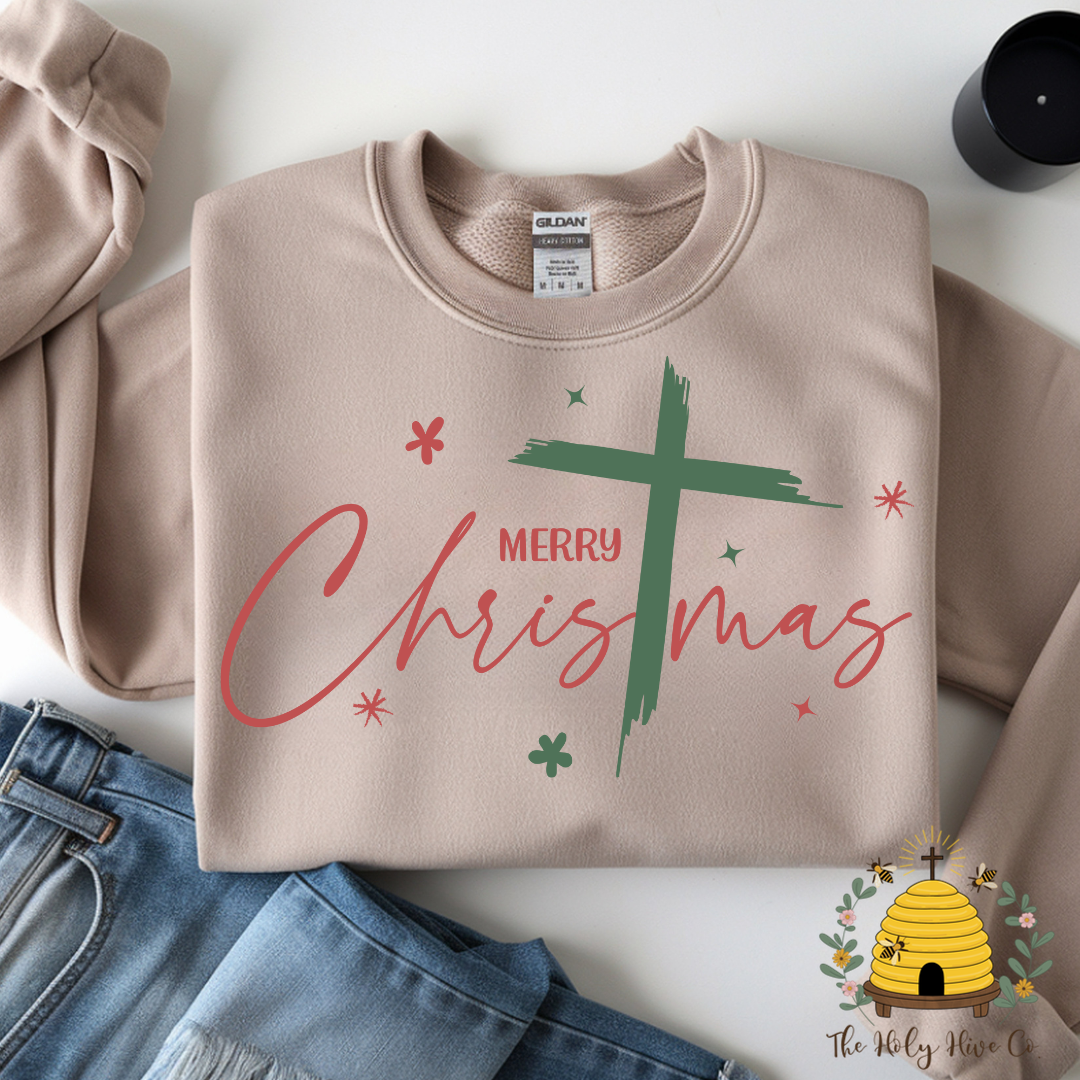 Merry Christmas Cross Adult Graphic Shirt