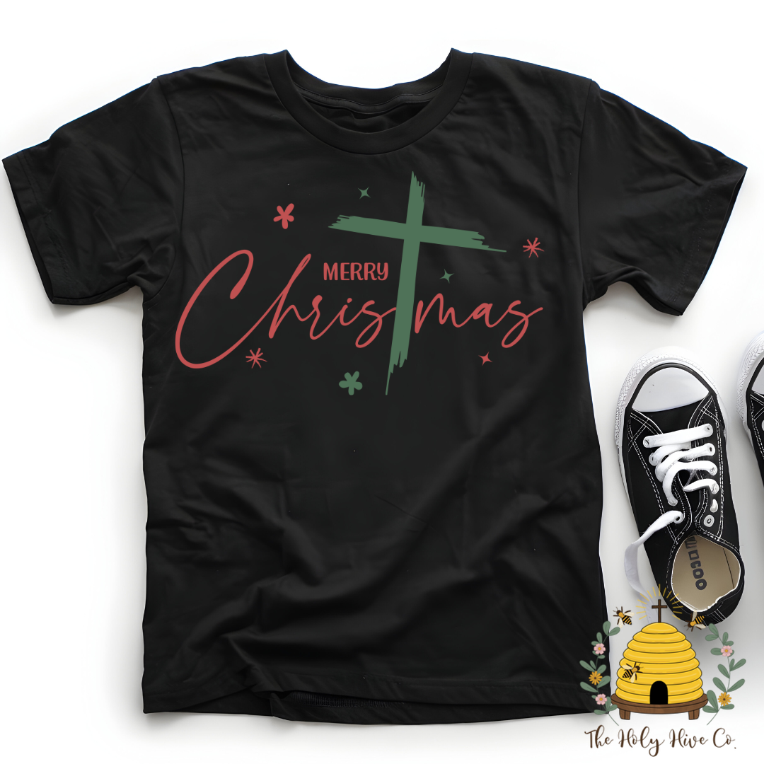 Merry Christmas Cross Kids Graphic Shirt