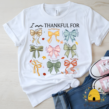 I Am Thankful For Bows Kids Graphic Shirt