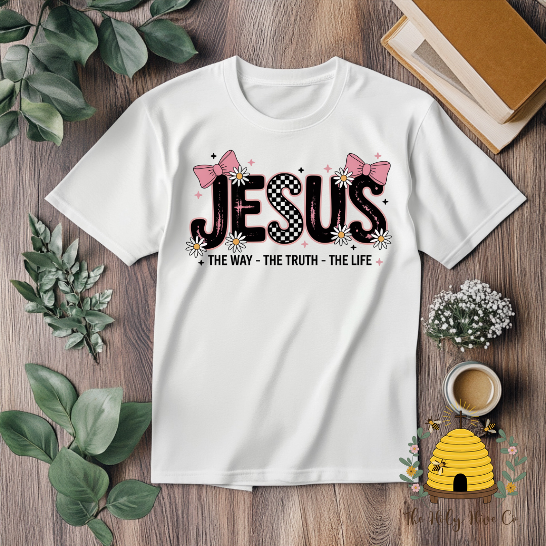 Jesus Checkered Bows Adult Graphic Shirt