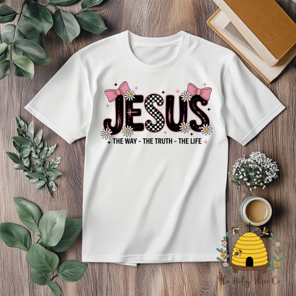 Jesus Checkered Bows Adult Graphic Shirt