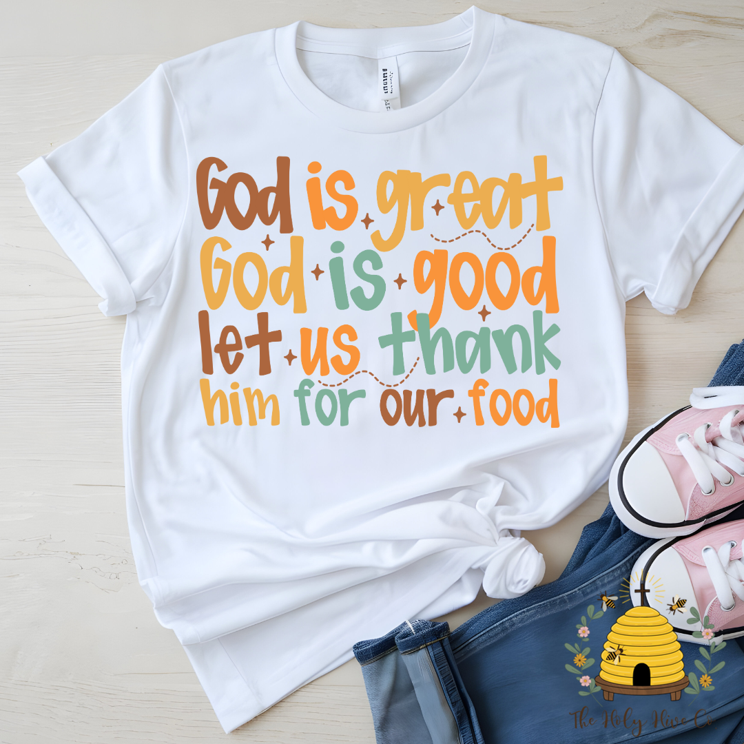 Let Us Thank Him For Our Food Kids Graphic Shirt