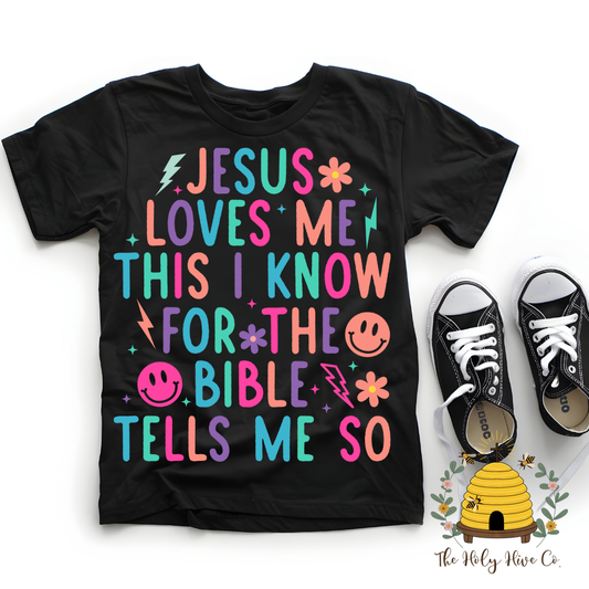 Jesus Loves Me Colorful Kids Graphic Shirt