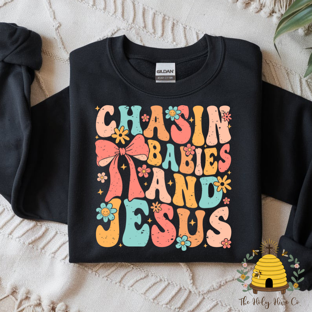 Chasing Babies and Jesus Adult Graphic Shirt