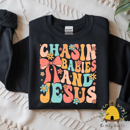 Chasing Babies and Jesus Adult Graphic Shirt
