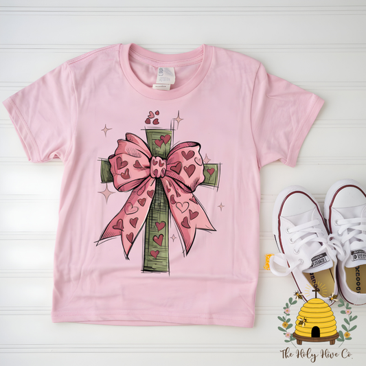 Bow On Cross Kids Graphic Shirt