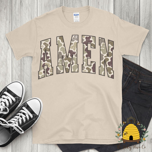 Camo Amen Adult Graphic Shirt