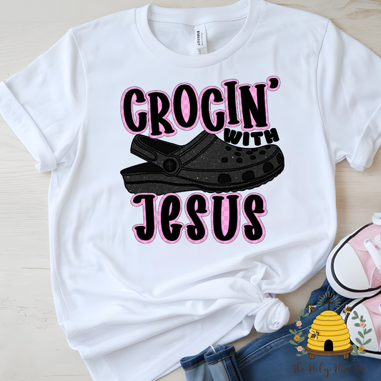 Crocin' With Jesus Pink Kids Graphic Shirt