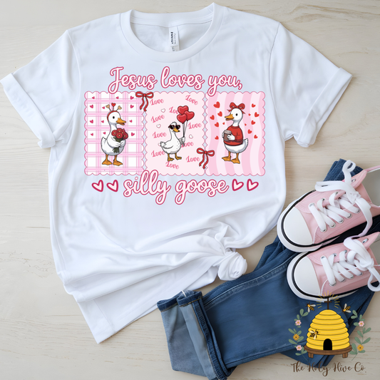 Valentines Silly Goose Kids Graphic Shirt