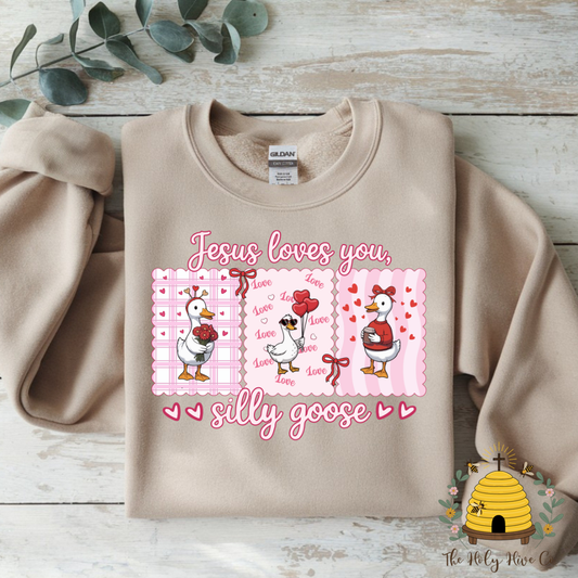Valentines Silly Goose Adult Graphic Shirt