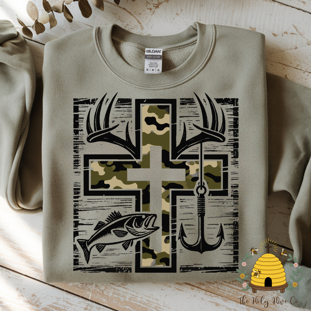 Camo Cross Adult Graphic Shirt