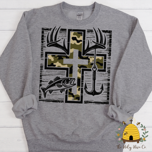 Camo Cross Adult Graphic Shirt