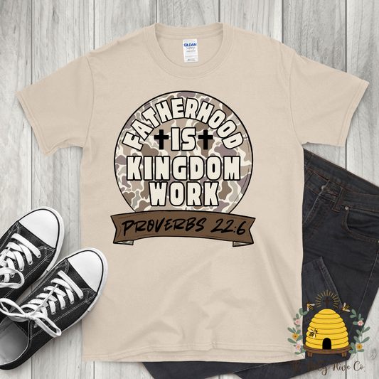 Fatherhood is Kingdom Work Camo Adult Graphic Shirt