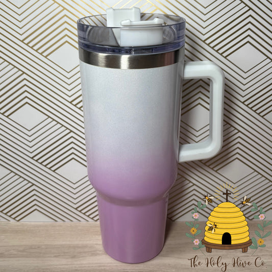 40oz Tumbler & 9 Stickers Bundle - Purple Ombre
