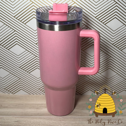 40oz Tumbler & 9 Stickers Bundle - Pink
