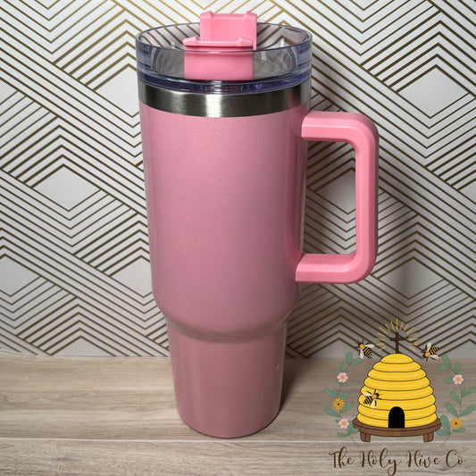 40oz Tumbler & 9 Stickers Bundle - Pink