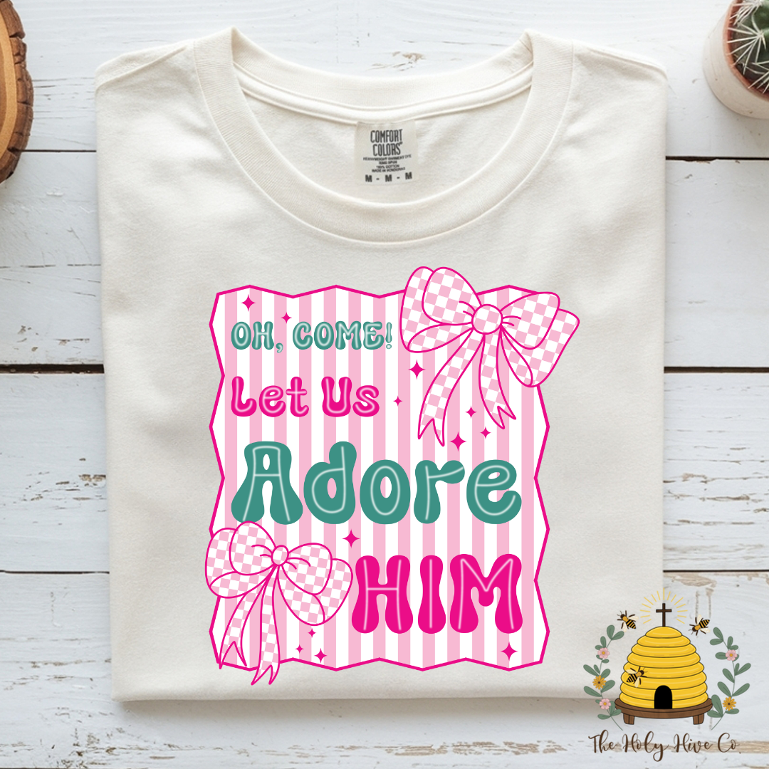 Oh Come Let Us Adore Him Adult Graphic Shirt