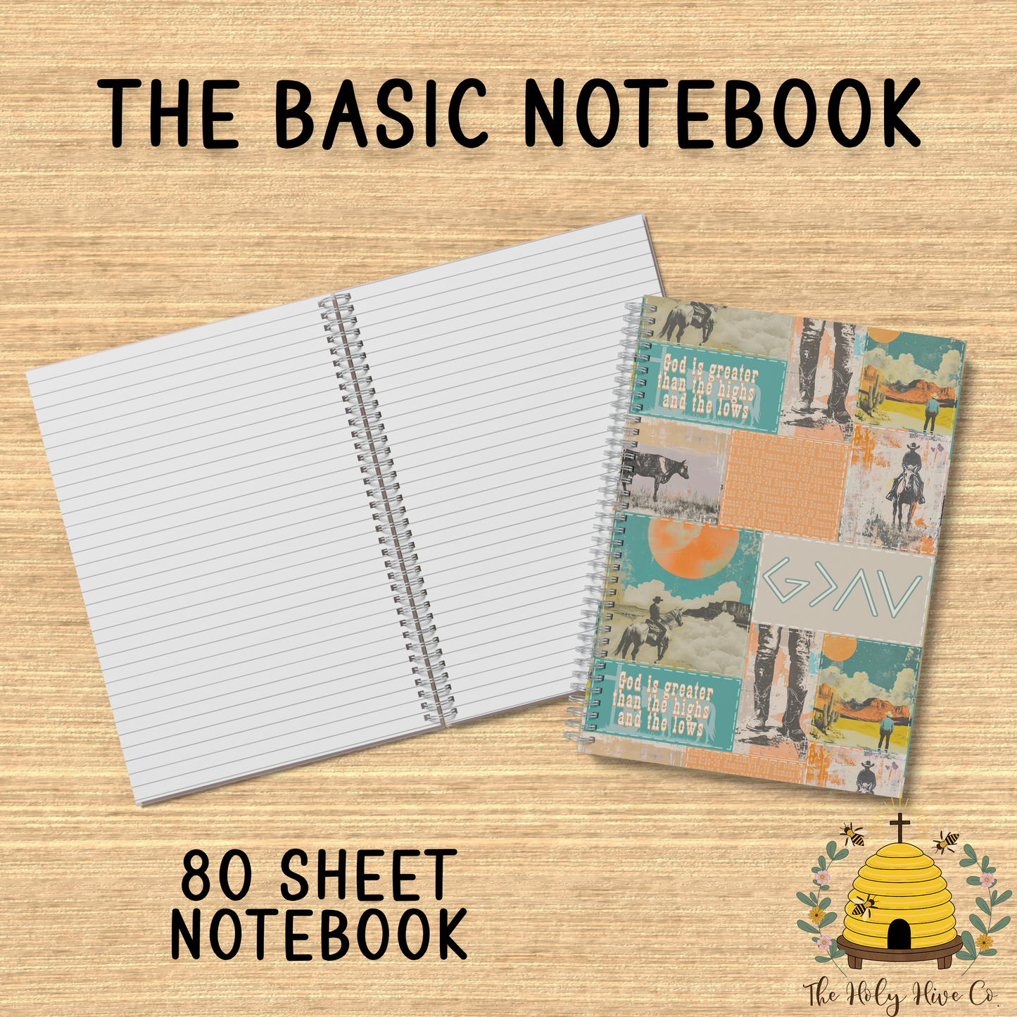 The Basics Notebook - God Is Greater Cowboy Patchwork
