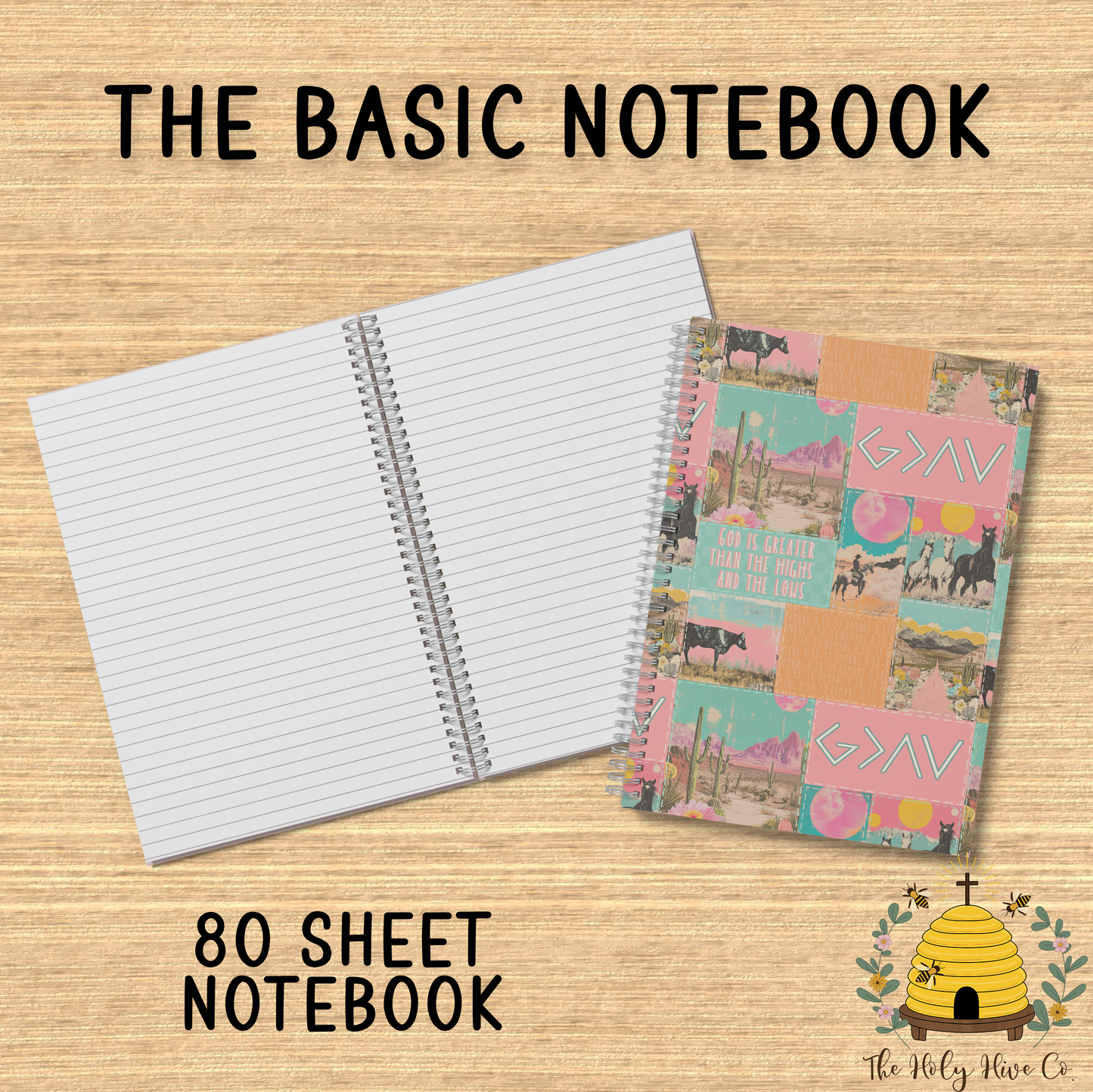 The Basics Notebook - God Is Greater Cowgirl Patchwork