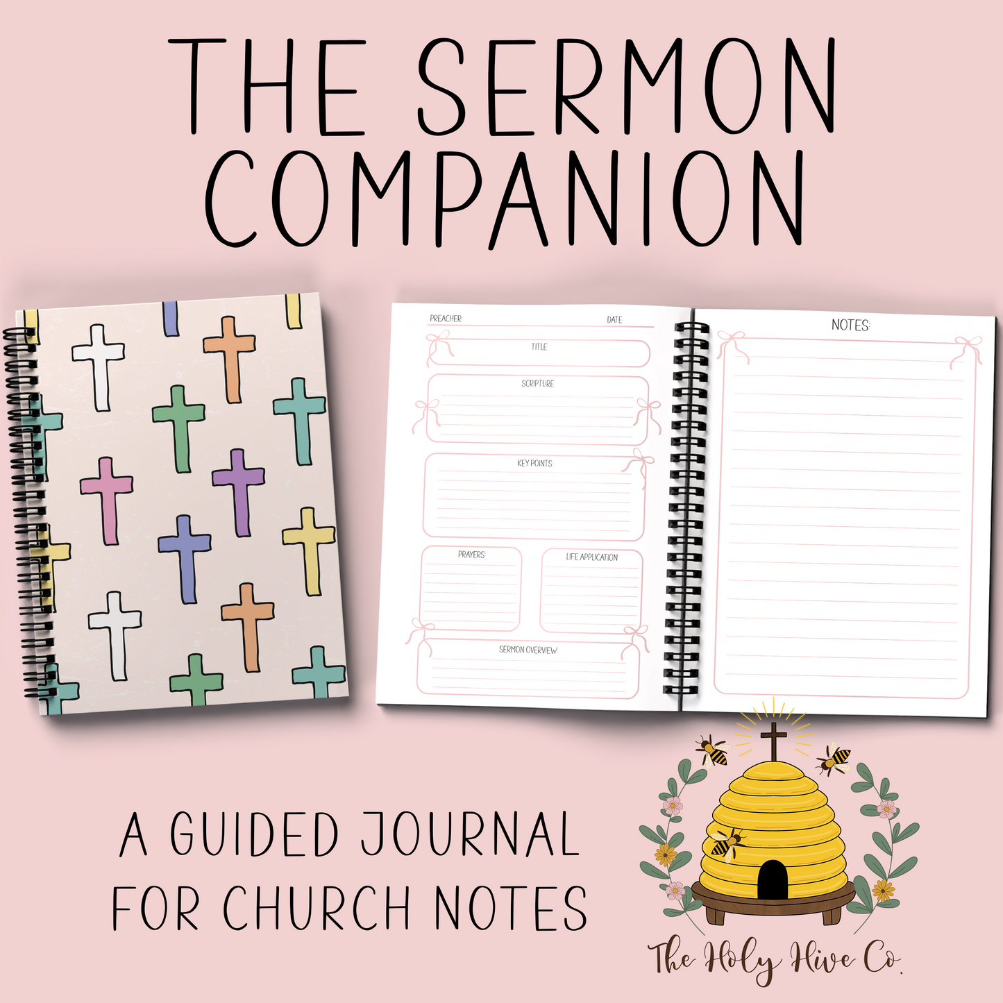 The Sermon Companion Church Notebook - Pastel Crosses